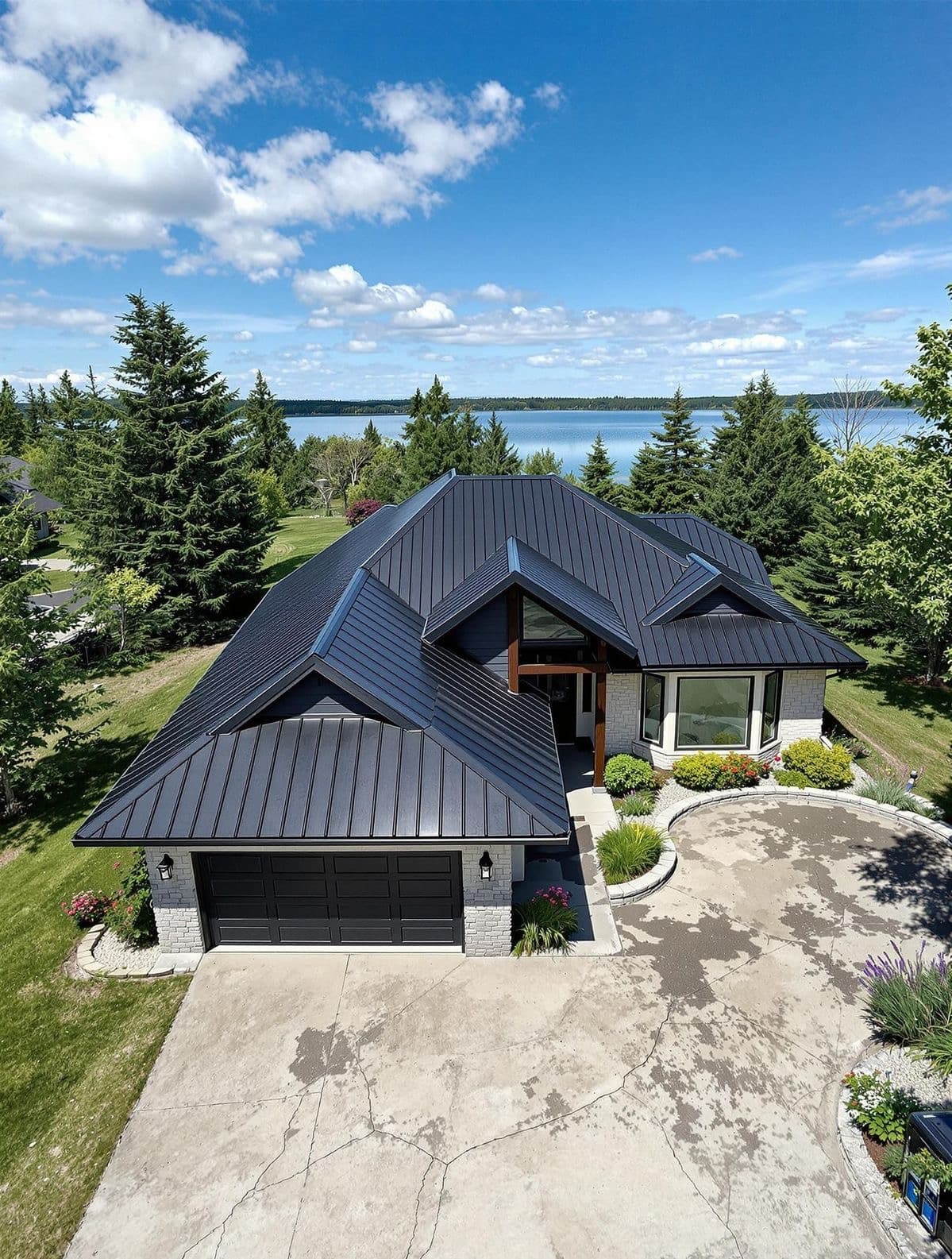 Home with a newly completed architectural shingle roof